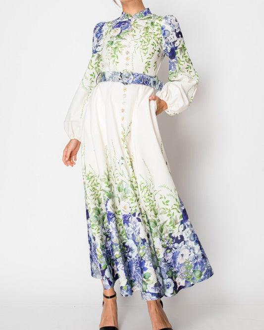 Sisy Blue Flowers Midi