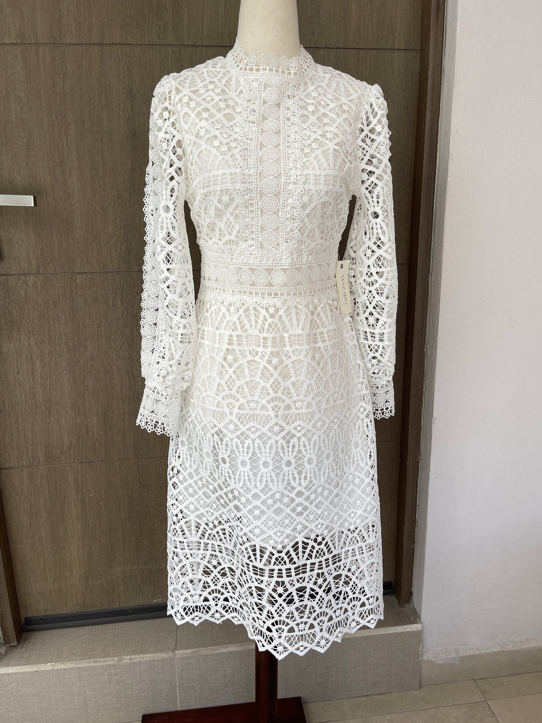 Mazaro White Crochet Long Sleeve